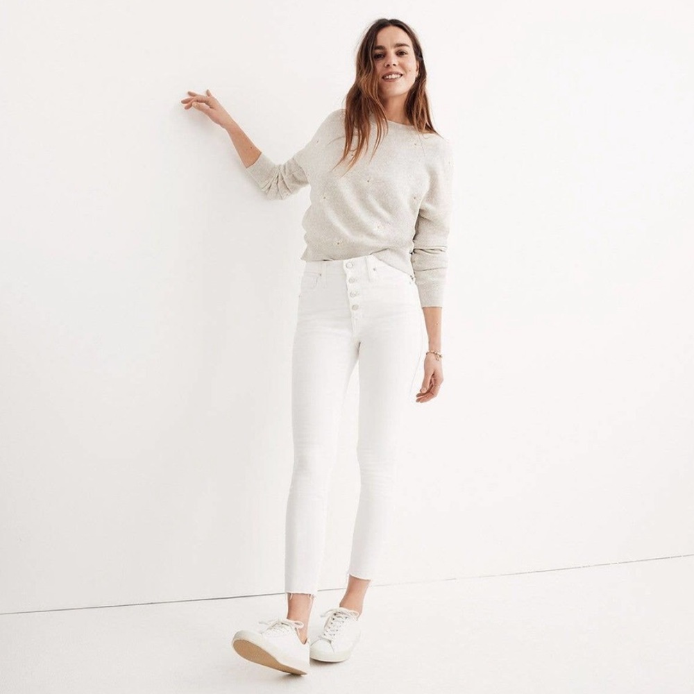 Madewell 9" Mid-Rise Skinny Jeans in Pure White